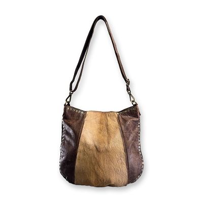 Old Gringo Distressed Leather and Hair-on-Hide Hobo Bag. Old Gringo hobo-style shoulder bag in 