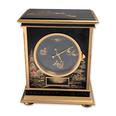 Jaeger-Lecoultre Atmos Perpetual Motion Gilt Brass and Chinoiserie Lacquer Mantel Clock. Jaeger-L 