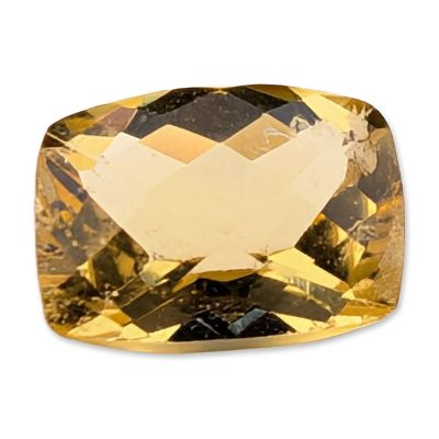 Rectangular Cushion Cut Yellow Citrine Gemstone. Loose faceted gemstone which appears to be 