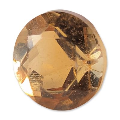 Round Brilliant Cut Golden Citrine Gemstone. A loose faceted citrine gemstone featuring a 