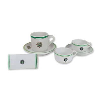 6pc CCN Companhia Colonial de Navegacao Maritime Porcelain Tableware Set. Portuguese maritime 