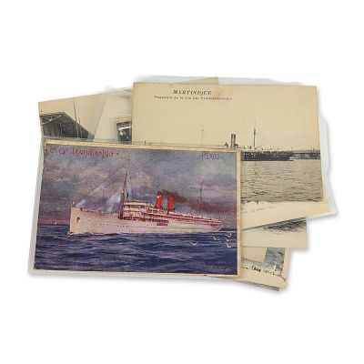 11pc Compagnie Generale Transatlantique French Line Antique Postcard Collection. An assortment 
