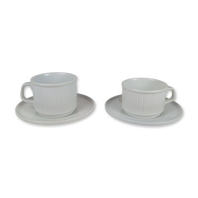 4pc Rosenthal for Holland America Line Porcelain Cups and Saucers. Rosenthal, Germany. Pair of 