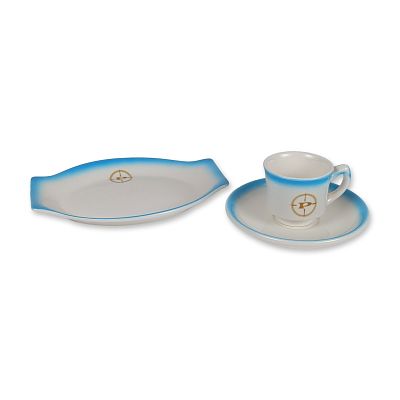 3pc Jackson China Prudential Lines Steamship Tableware Service Set, designed by Paul McCobb. This 