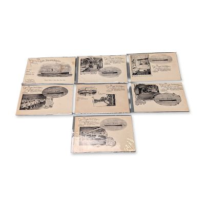 7pc Clyde Steamship Company Souvenir Postcard Collection. A group of seven early 20th-century 