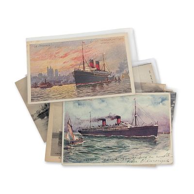 10pc Collection of French Line Compagnie Generale Transatlantique Postcards. A collection of ten 