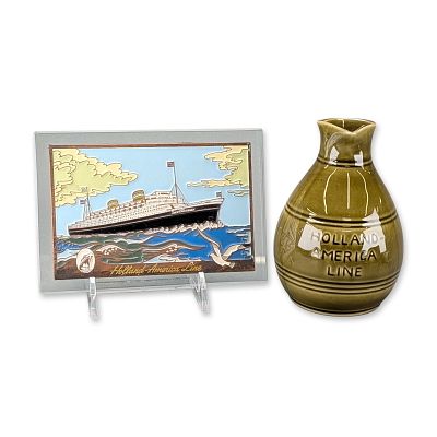 2pc Royal Goedewaagen Holland America Line Pitcher and Ship Plaque. A group of two 