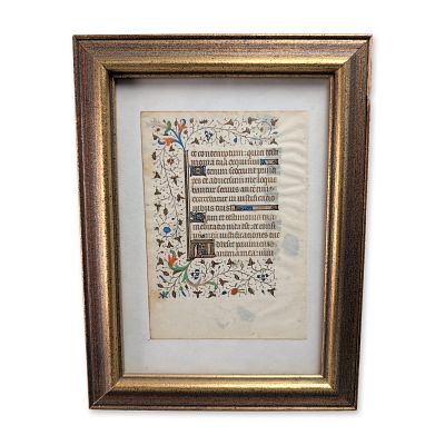 Northern French 15th Century Illuminated Manuscript Leaf, Psalm 118. Northern French illuminated 