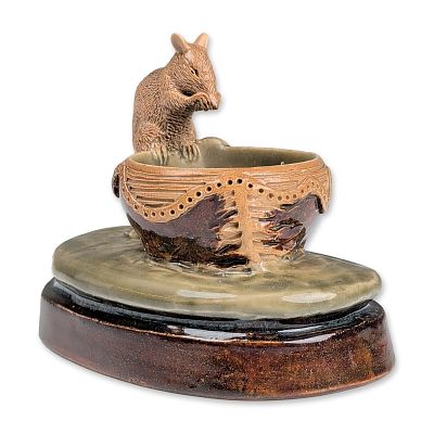 Doulton Lambeth by Florence Barlow Stoneware Mouse Bowl. Doulton Lambeth salt-glazed stoneware 