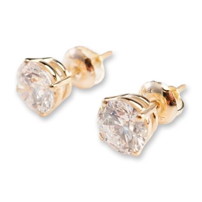 14K Gold 2.06ctw Diamond Stud Earrings. A pair of yellow gold screw-back stud earrings set with 
