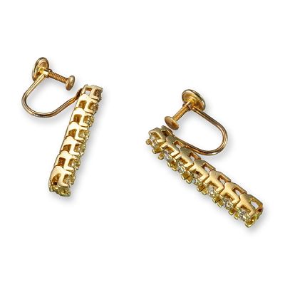 14K Gold 1.00ctw Diamond Screw-Back Drop Earrings. A refined pair of 14K gold bar drop earrings 