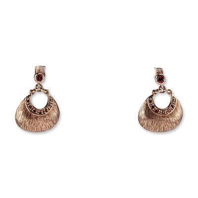 Pair of Rose Gold-Toned Sterling Silver Fan Drop Earrings. Pair of drop earrings in rose 