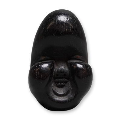 Japanese Dark Wood Netsuke Okame Noh Mask, Signed. This premium collectible features a 