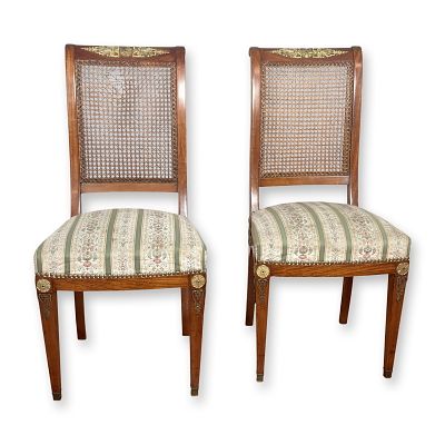 Pair of French Empire Style Side Chairs, Late 19th Century. French Empire style side chairs 