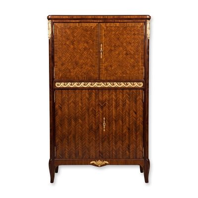 French Louis XVI Style Ormolu-Mounted Marquetry Cabinet by Haentges Fre&Igrave;€res. A fine French 