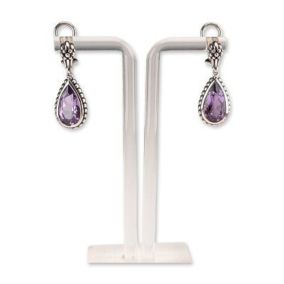Lagos Sterling Silver Amethyst Drop Earrings. Lagos designer drop earrings in sterling silver 