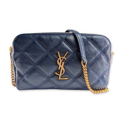 Yves Saint Laurent Paris Becky Quilted Metallic Leather Crossbody Bag w/ COA. Yves Saint Laurent 