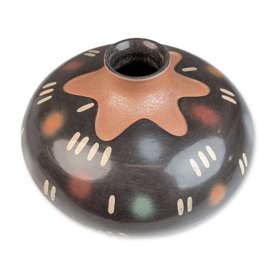 Lucho Soler (Peruvian, 20th century) Multicolored Earthenware Vessel, Signed. Southwest style 