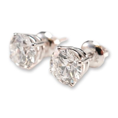 14K White Gold 2.08ctw Diamond Stud Earrings. Crafted in white gold, this pair of stud earrings 
