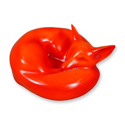 Rare Royal Doulton Red Experimental Glaze Figurine, Fox Curled HN147D. A porcelain figure of a 