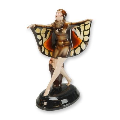 Goldscheider Josef Lorenzl Figurine, The Captured Bird. This glazed figure is modeled as a 