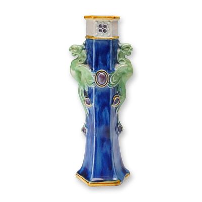Doulton Lambeth by Francis C. Pope Stoneware Hexagonal Sleeve Vase. A hexagonal stoneware sleeve 