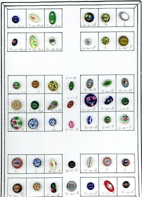 A CARD OF DIVISION ONE EYE CANDY GLASS BUTTONS. 42 Small late 19th &amp; early 20th century 