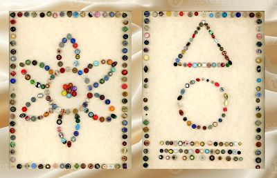2 CARDS OF DIVISION ONE AND THREE COLORED GLASS BUTTONS. Over 250 19th/20th century assorted 