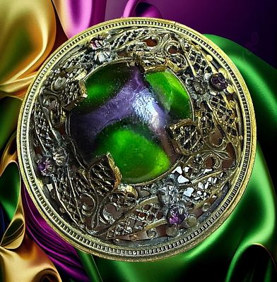 A DIVISION ONE GLASS IN METAL BUTTON. 1 Large 19th century Victorian era Gay 90 example. From 