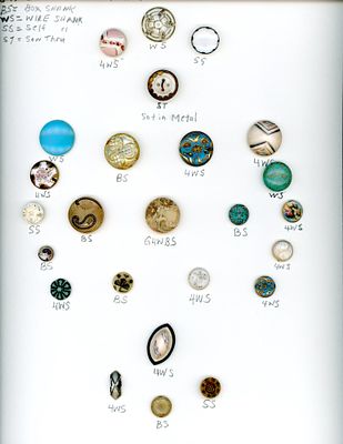 A CARD OF DIVISION ONE VICTORIAN GLASS BUTTONS. 25 Small/Medium late 19th century assorted 