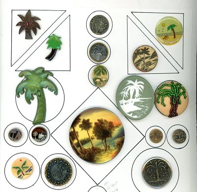 A PARTIAL CARD OF DIVISION 1 & 3 PALM TREE BUTTONS. 18 S/M/L 19th to 21st century assorted 