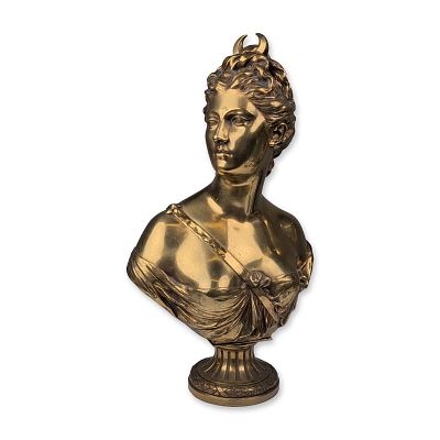 19th Century French Gilt-Bronze Bust of Diana after J A Houdon (1741-1828), Cast by Susse Freres. 