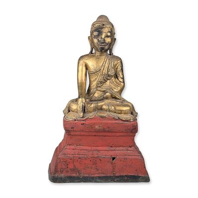 Burmese Shan Style Gilded Wood Buddha Statue. Wood Buddha statue, possibly 18th to 19th century 