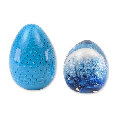 2pc Majorie Lapierre Signed Studio Art Glass Paperweight and Brazilian Glass Egg. Two studio art 