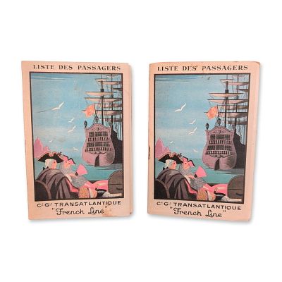 2pc French Line S.S. Paris & Ile de France 1920s Passenger List Booklets. Pair of 1920s French 