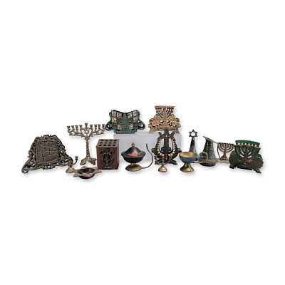 15pc Brass and Enamel Judaica Desk Accessories Collection. A collection of fifteen assorted 