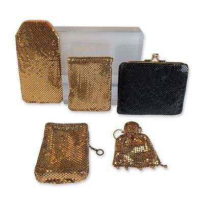 5pc Collection of Whiting and Davis Metal Mesh Wallet and Personal Accessory Cases. The 