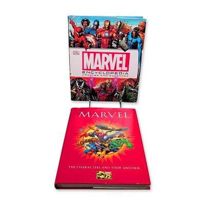 Marvel Comics Reference Books Pair (DJ). A pair of hardcover reference books related to the 