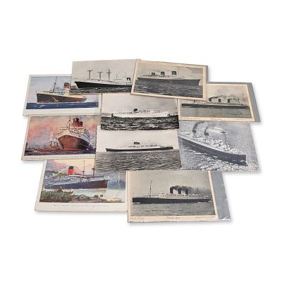 10pc Collection of French Compagnie Generale Transatlantique Line Ocean Liner Postcards. A 