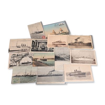 13pc Collection of Messageries Maritimes and Maritime Postcards. Collection of vintage maritime 