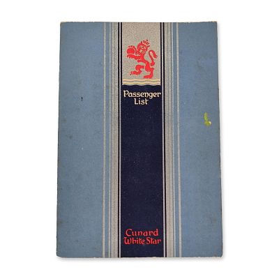 Cunard White Star RMS Queen Mary Passenger List 1949. Original Cunard White Star first-class 