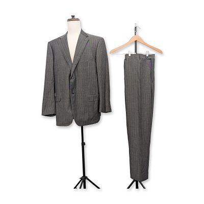 2pc Corneliani Pinstripe Super 120s Merino Wool Suit. Corneliani two-piece suit in grey Super 