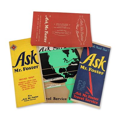 4pc Collection of Vintage Ask Mr. Foster Travel Ephemera. This mid-century commercial archive 