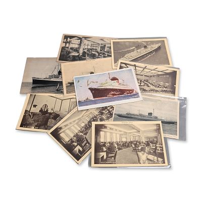 10pc Compagnie Generale Transatlantique SS Champlain French Line Postcards. Collection of 