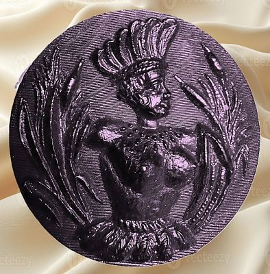 A DIVISION ONE PICTORIAL HORN BUTTON. 1 Large 19th century scarce purple tinted example. Here is 