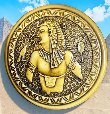 A DiVISION ONE SCARCE CELLULOID EGYPTIAN BUTTON. 1 Extra Large early 20th century detailed 