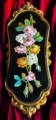 A DIVISION ONE 1 PIECE PICTORIAL BUCKLE. 1 Large oblong RARE Micro Mosaic detailed floral 