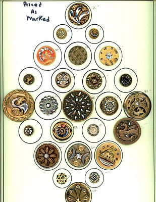 A CARD OF DIVISION ONE CUT STEEL OME BUTTONS. 25 S/M/L 19th century examples including 