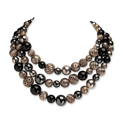 David Yurman Sterling Silver Triple Strand Elements Necklace. David Yurman triple-strand 