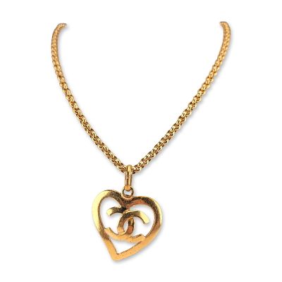 Chanel 95P Gold-Tone CC Heart Pendant Necklace. Chanel, Spring 1995 (95P). Pendant necklace in 